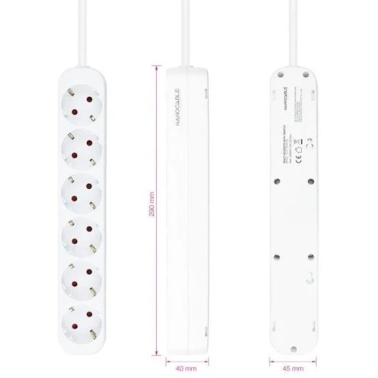 REGLETA NANOCABLE 6 SCHUKOS...